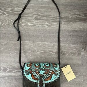 Patricia Nash Tooled Turquoise Leather Crossbody